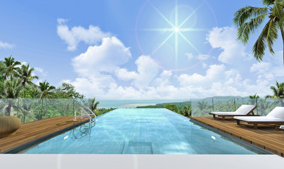 3d render swimming pool view