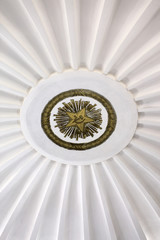 State Emblem of USSR on white ceiling