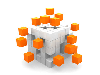 teamwork business concept with green cubes