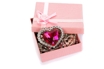 Gift box with red heart