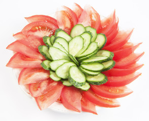 Cucumber and tomato pieces