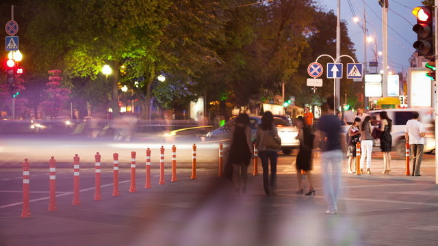 People Walking Urban Street Time Lapse