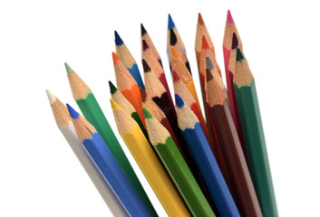 Fototapeta premium Colour pencils isolated on white background close up