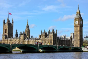 Foto op Plexiglas Londen Westminster met Big Ben en Themse River © fugu_24