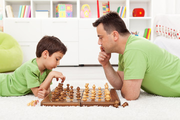 Playing chess with dad