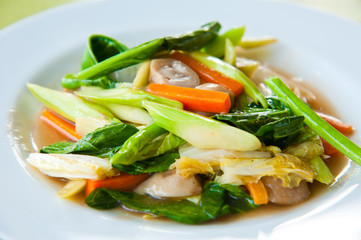 Stir-fried mix colorful vegetables and herb