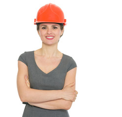 Portrait of smiling architect woman