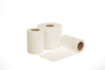 Rolls of toilet paper isolated on white background