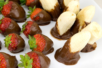 strawberries bananas and chocolate