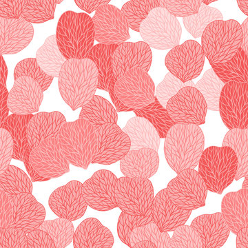 Seamless pattern of pink flower petals. Vector illustranion.