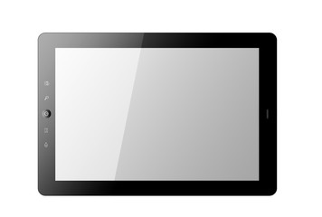Black tablet pc on white background