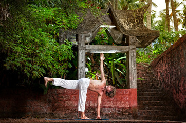 Yoga near temple