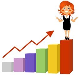 The businesswoman at top of the schedule of growth