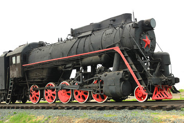 Fototapeta na wymiar The old steam locomotive.