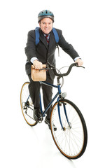 Fototapeta premium Businessman Bicycles to Work