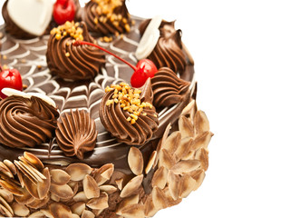 Chocolate cake isolated on white background