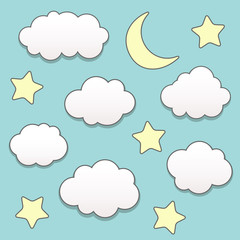Nuit étoilée avec lune et nuages