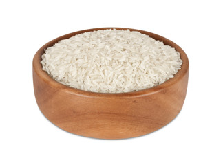 rice in wooden bowl