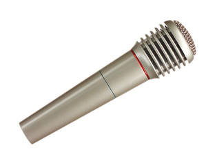 Fototapeta na wymiar Shiny grey iron microphone isolated on white