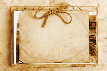 Vintage background with old paper, letters and photos