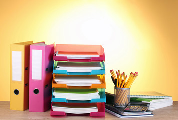 bright paper trays and stationery