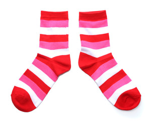 striped socks isolated on white