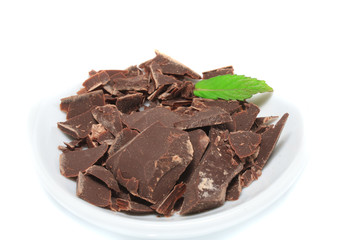 Chocolat noir et feuille de menthe