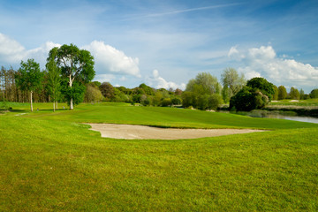 Fototapeta premium Irish idyllic golf course with sandbanks