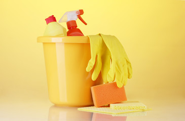 cleaning products  on bright background