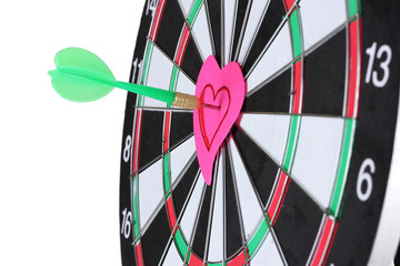 Darts with stickers depicting the life values close-up