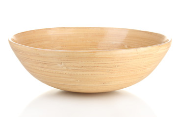 empty wooden bowl isolated on white