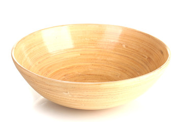 empty wooden bowl isolated on white