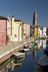 Fototapeta na wymiar Colorful Houses in Burano Island, Venice