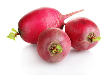 Fresh radishes isolated on white