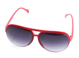 Women glamorous red sunglasses isolated on white