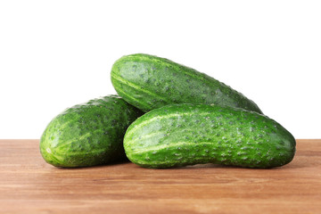 Cucumbers on wooden