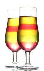 fruit jelly in glasses isolated on white