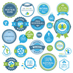 Set of water badges and stickers