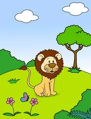 Cercles muraux Zoo dessin animé lion