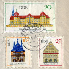 Title: Canceled german stamps "Architecture of East Germany"