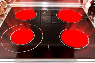 Glühende Herdplatten