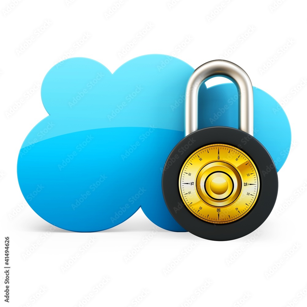 Aufkleber 3d cloud computing security concept with padlock