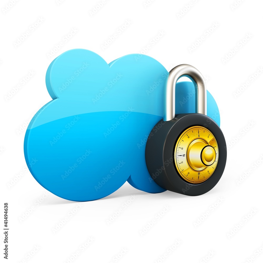 Aufkleber 3d cloud computing security concept with padlock