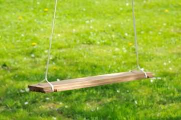 Empty Wooden Swing in the Garden