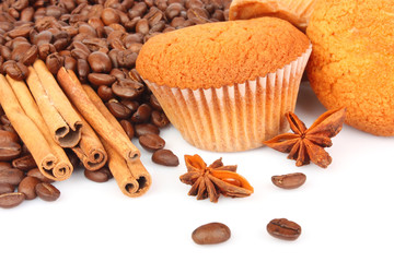Muffins and coffee beans
