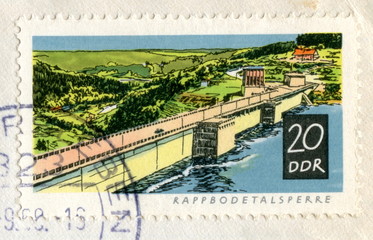 Canceled german stamp "Rappbode dam"