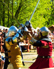 Medieval knights in battle