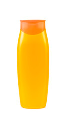 Yellow blank shampoo bottle
