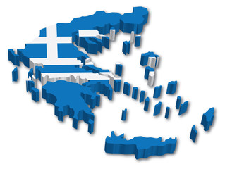 3D Greece map with flag