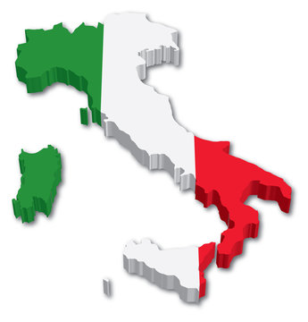 3D Italy map with flag